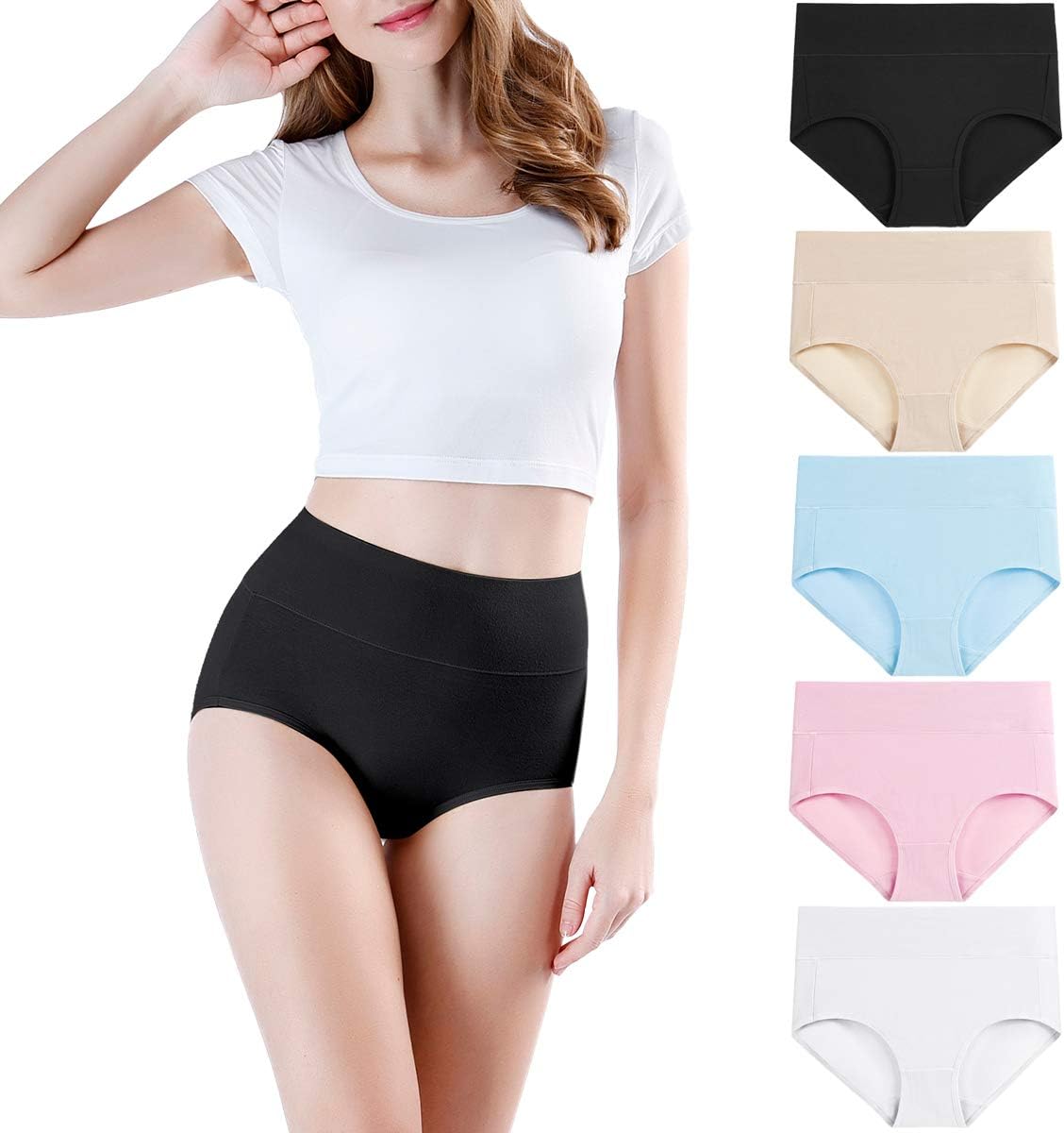 wirarpa Women's Underwear High Waisted Ladies Cotton Panties Soft Full Coverage Briefs 5 Pack Assorted 5X-Large - Image 2