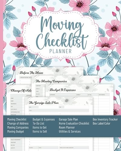 Moving Checklist Planner: The Ultimate Moving Planner (Sized 8" x 10", 108 Pages) - Get Organized With Moving Checklist Organizer Includes Inventory ... Worksheet, Garage Sale Planner ,and more