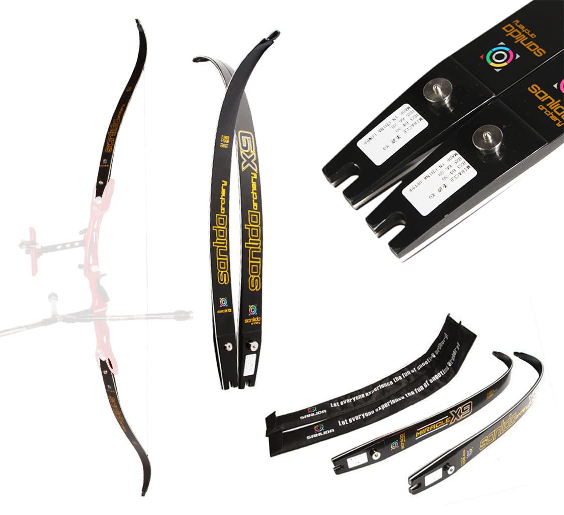surwolf Sanlida Miracle X8&X9&X10 Competition Recurve Bow 16-46 lbs Archery Recurve Bow limbs 66/68/70" Takedown Recurve bow limbs ILF Bow Rim Beginner to Advanced Archery Bow（X9，70"-22lbs）