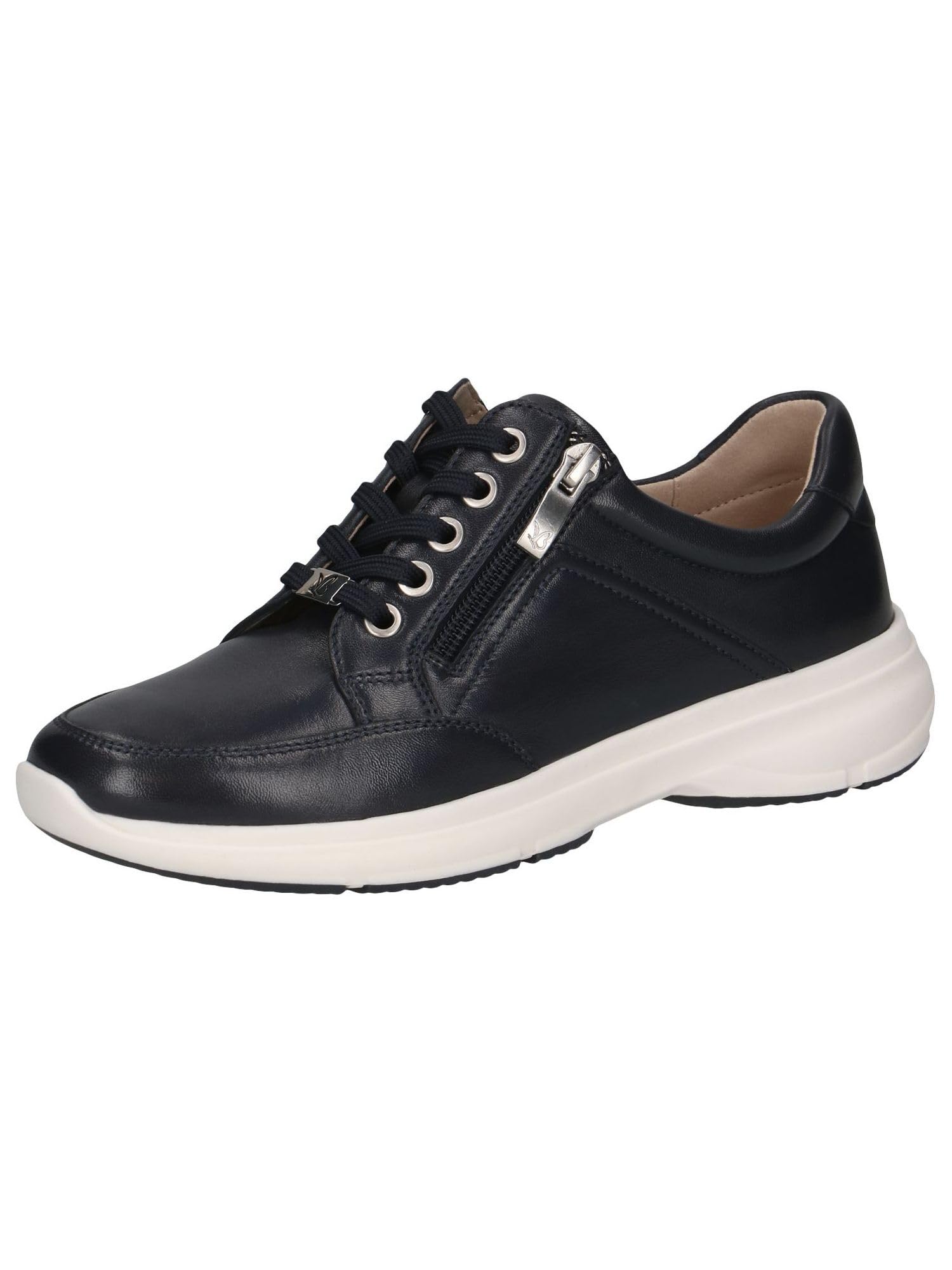 CAPRICE Women's Low-top Leather Sneakers with Zipper, Blue (Ocean Nappa), 7.5 UK