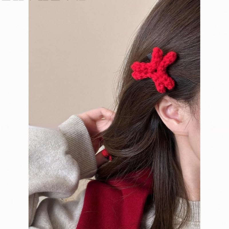 Funny Hair Clips for Women Girls Cute Cartoon Crochet Angry Alligator Hair Clip Red Plush Anime Anger Mark Duckbill Barrettes for Long Thick Hair Side Clip Trendy Lovely Gyaru Hair Accessories