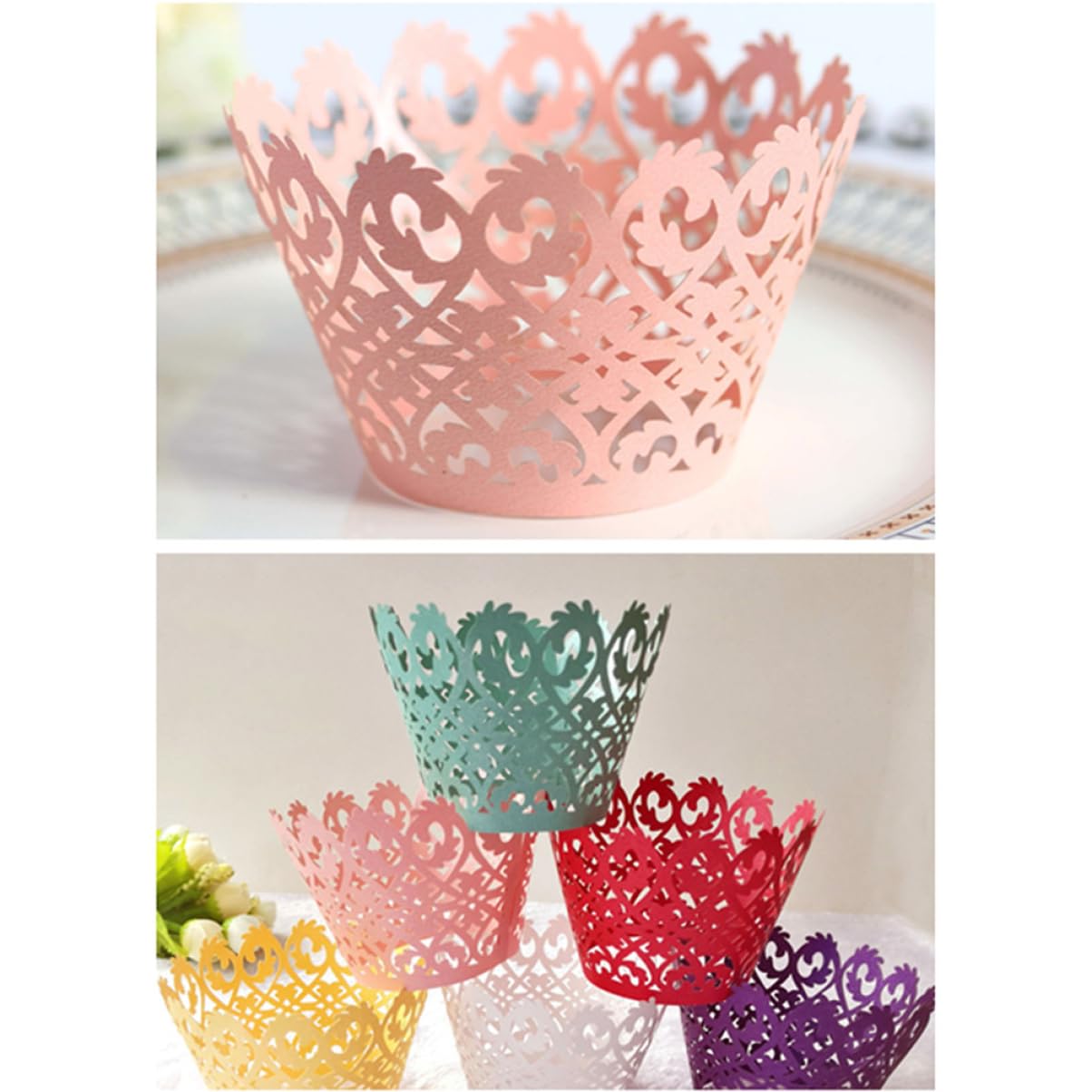 ABOOFAN Lot De 3 Caissettes À Muffins En Dentelle À Motif Creux Élégantes Et Pratiques Pour Desserts Et Événements 50 Pièces X 3