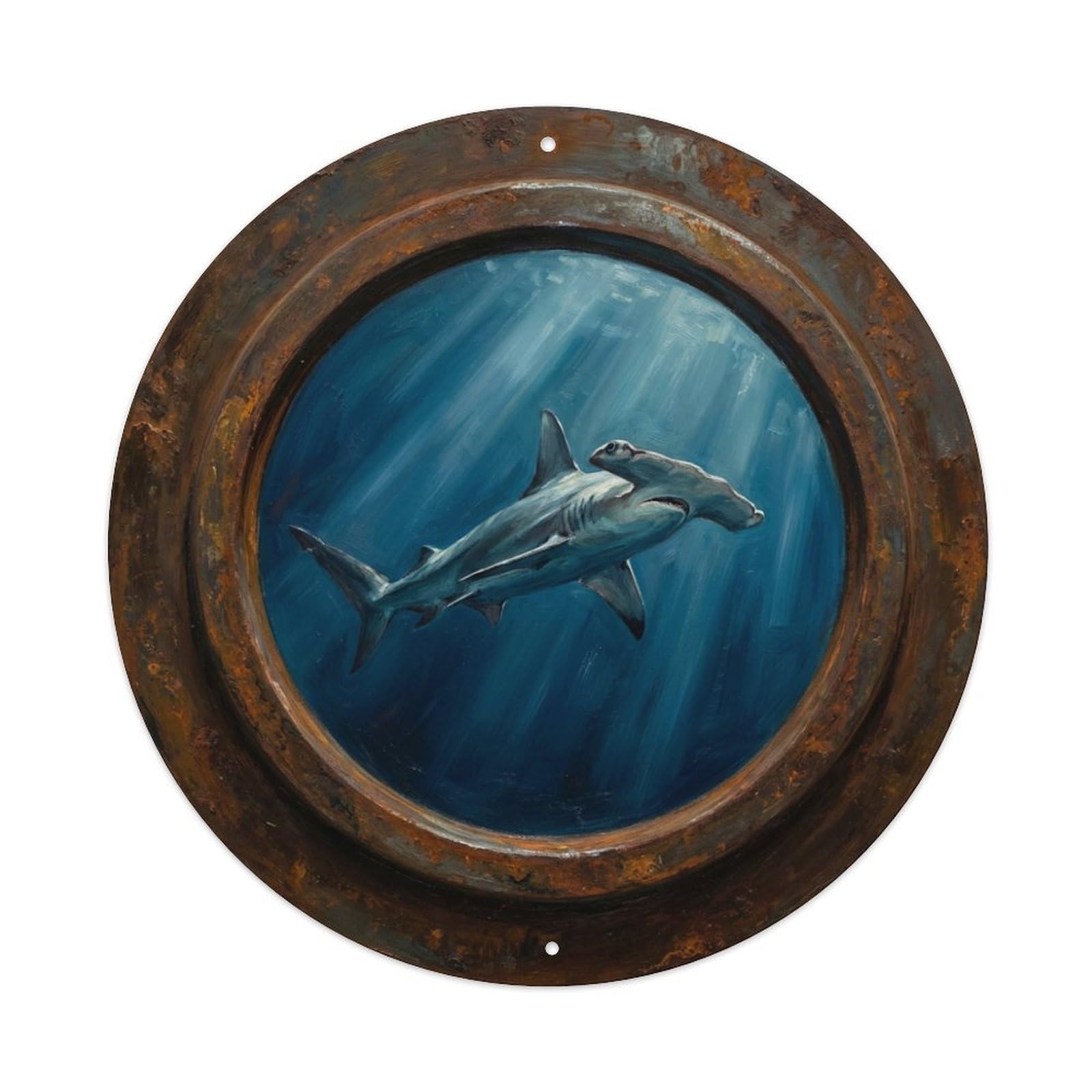Fyrn Style Metal Tin Sign Vintage Porthole Hammerhead Patrol Ship Window Undersea Deep Sea