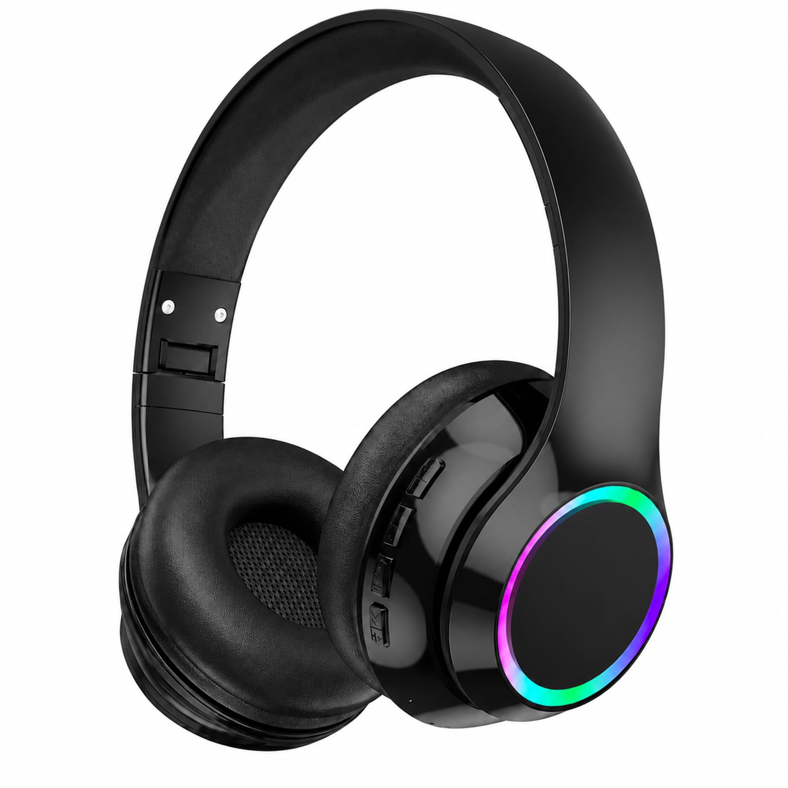 Photo 1 of CYSRALFC Bluetooth Headphones, Over Ear Wireless Headphones, RGB Light, Foldable Lightweight Headset with Microphone, Wireless Headphones for Cell Phone, Music, Gaming, School, Home Office