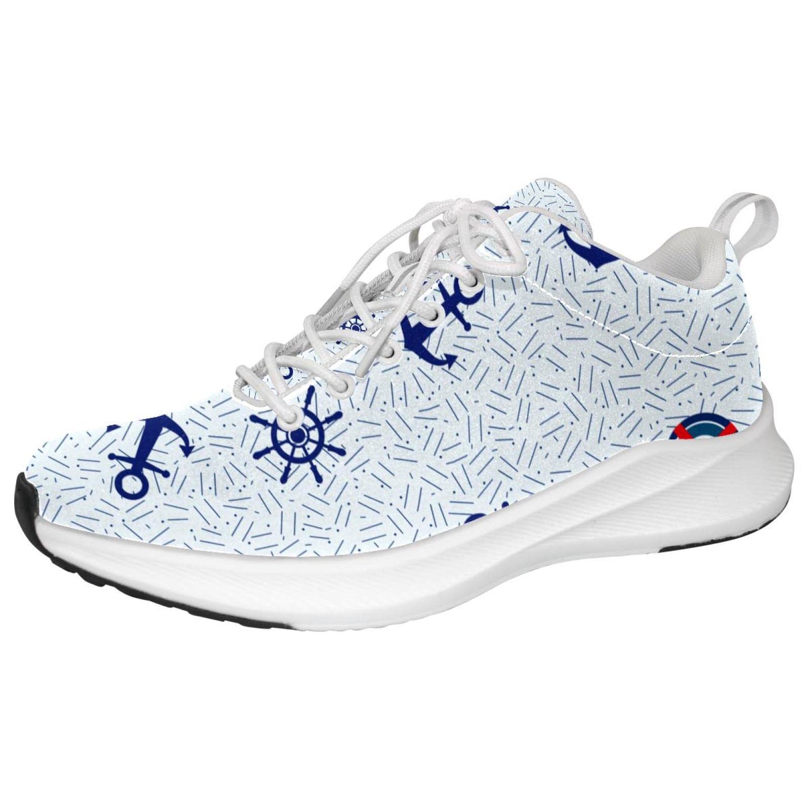 Scarpe da ginnastica uomo personalizzate Scarpe da passeggio leggere Running Athletic Casual Sneakers Ocean Anchor Barca a vela Compass, multicolore, 41 1/3 EU
