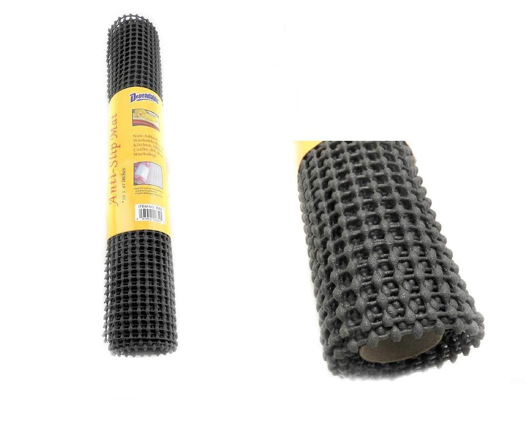Dependable Industries Inc. Essentials Large Size Anti-Slip Grip Liner Mat Non Skid - Shelf and Drawer Liner 18" x 47" - Trim to Fit (Black)