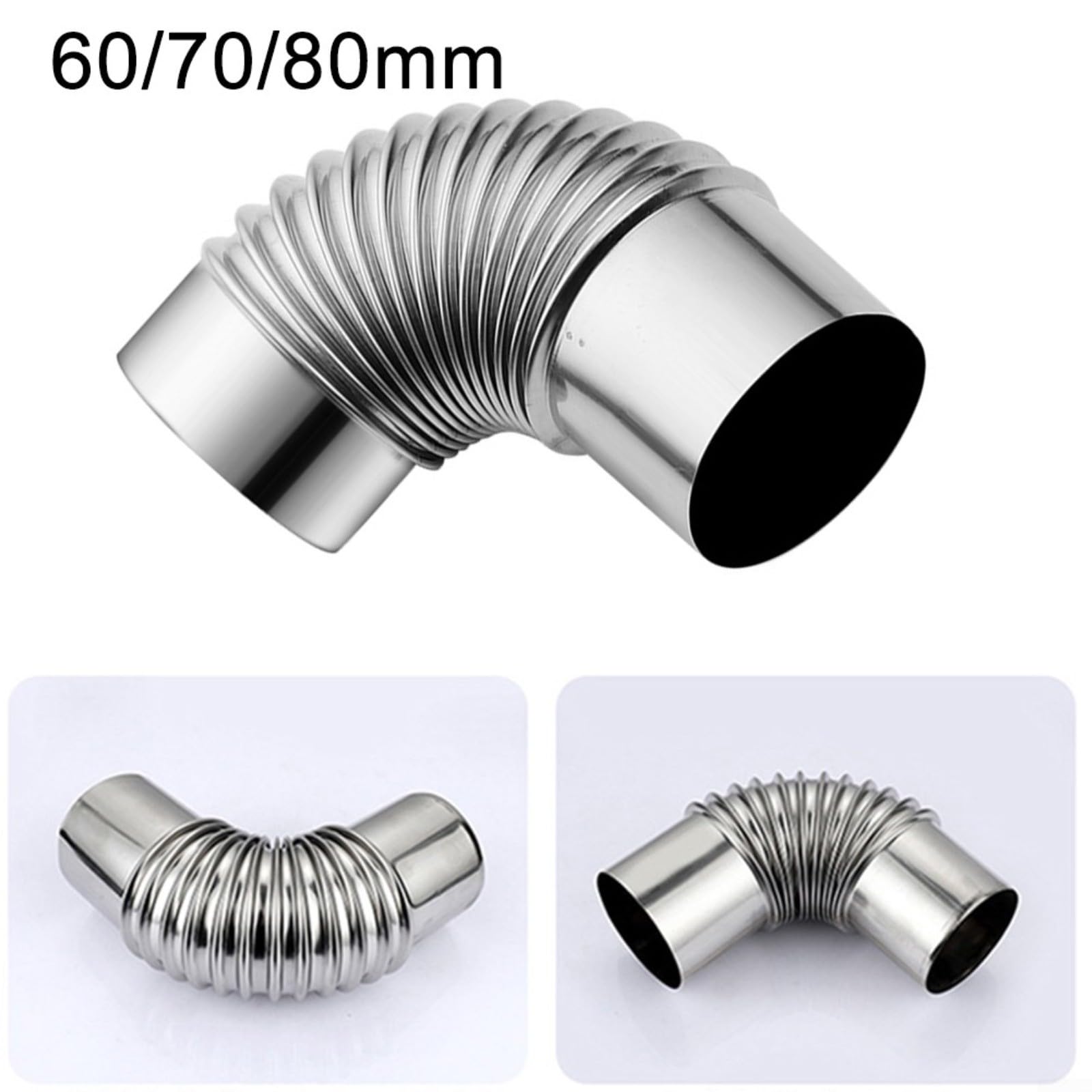 Tubo a gomito a 90° per stufa, ginocchia a gomito, resistente al calore, adatto per stufe e tubi di riscaldamento, 60/70/80 mm (80 mm)