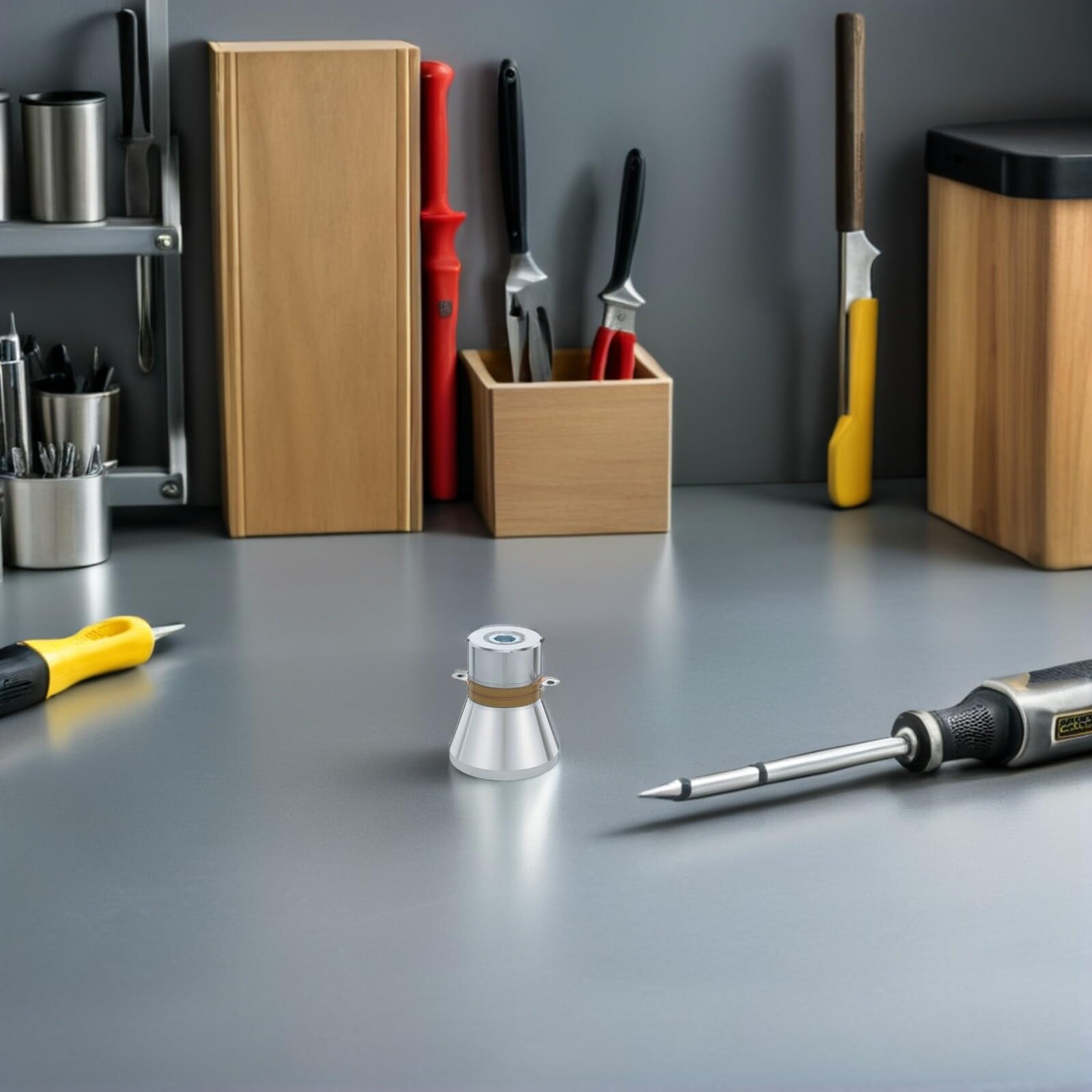 NUOBESTY Testa ad Ultrasuoni per Pulizia Industriale e Domestica, Design Salvaspazio in Ferro, Frequenza 28khz, Potenza 60w, Ergonomica per Attrezzature da Laboratorio e Gioielli