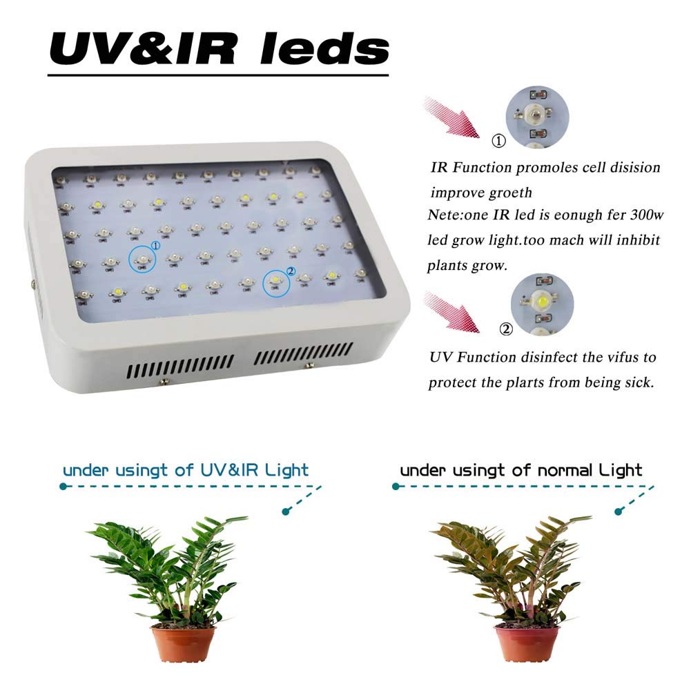 Lampara de cultivo led 600W, Panel de cultivo ajustable de espectro completo para plantas de interior, Lámpara de cultivo de chips dobles para plantas de interior Veg y Flower (60Pcs LED)