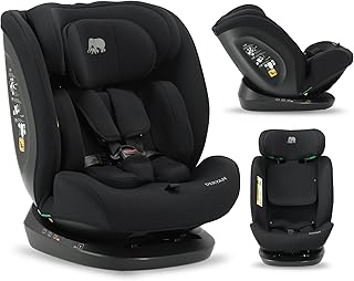 Deryan Clyde i-Size Kindersitz 40–150 cm – Gruppe 0+/1/2/3, Autokindersitz mit Gurtbefestigung, Seitenaufprallschutz, Verstellbare Kopfstütze, Abnehmbarer Bezug, 0 bis 12 Jahre - Schwarz