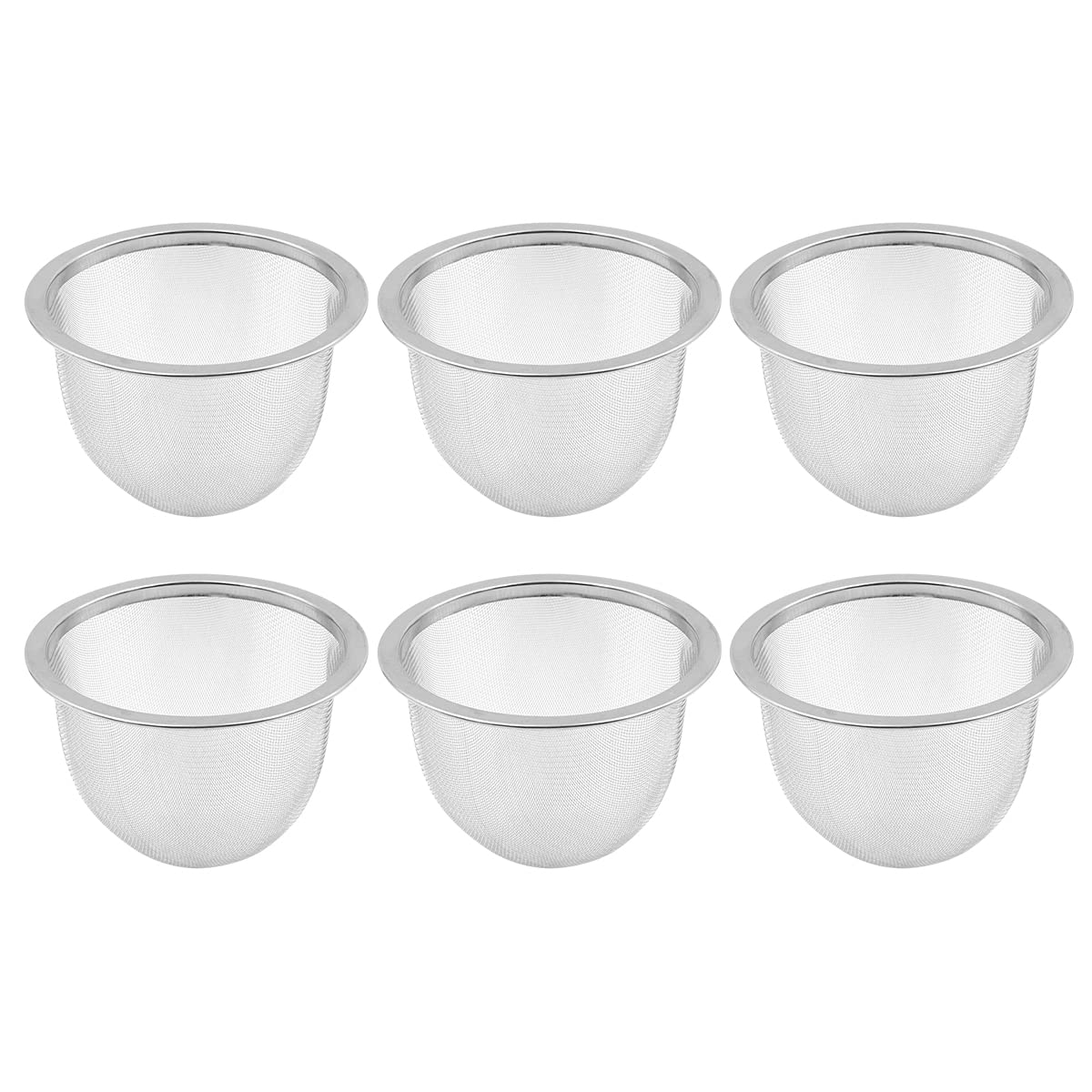 Cenpek Silver 6Pcs Metal Tea Filter Metal Teapot Replacement Mesh Strainer Insert For Coffee Tea Maker Coffee Brewers-72 * 60Mm
