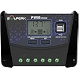 SOLPERK 50A Solar Charger Controller 12V 24V Auto, Solar Panel Battery Intelligent Regulator with Dual USB Port PWM Controller for Gel AGM Lead-Acid Lithium LiFePO4 Battery (50A)