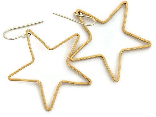 Large star gold brass hoop earrings cowgirl western southwestern dangle earrings for men women