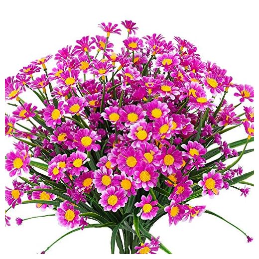 Ksnnrsng 4 st konstgjorda tusenskönor utomhus falska blommor för dekoration falsk plast lövverk grönska buskar blomma trädgård veranda fönsterlåda hängande växter inomhusdekor (Fushia)