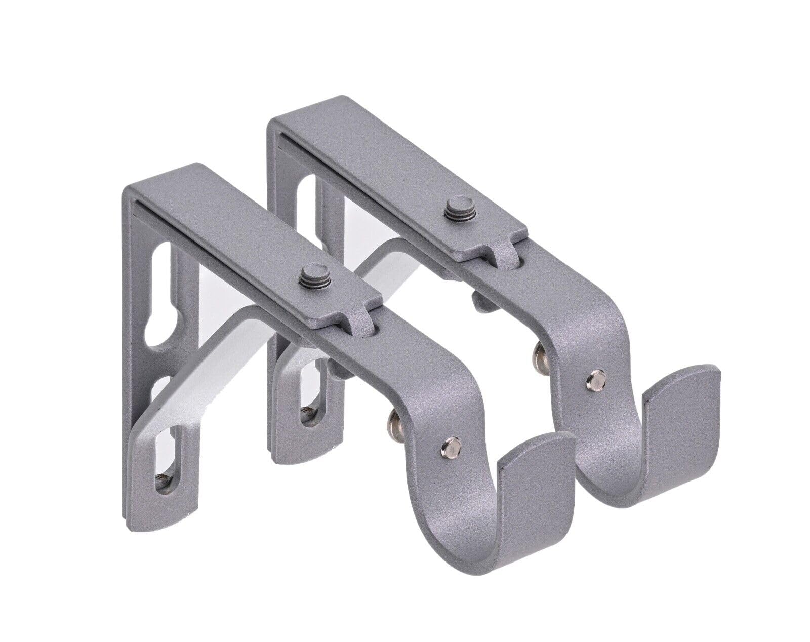 Lister Cartwright Matt Silver(Extendable Bracket) 19Mm Curtain Pole Brackets With Adjustable Screws Metal Finish (Pack Of 2)