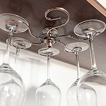 Stemware Racks,Wine glass rack, upside down red wine glass rack, hanging goblet rack, iron wine glass rack, rotating wine glass rack, which can hang 6 wine glasses (six cups)