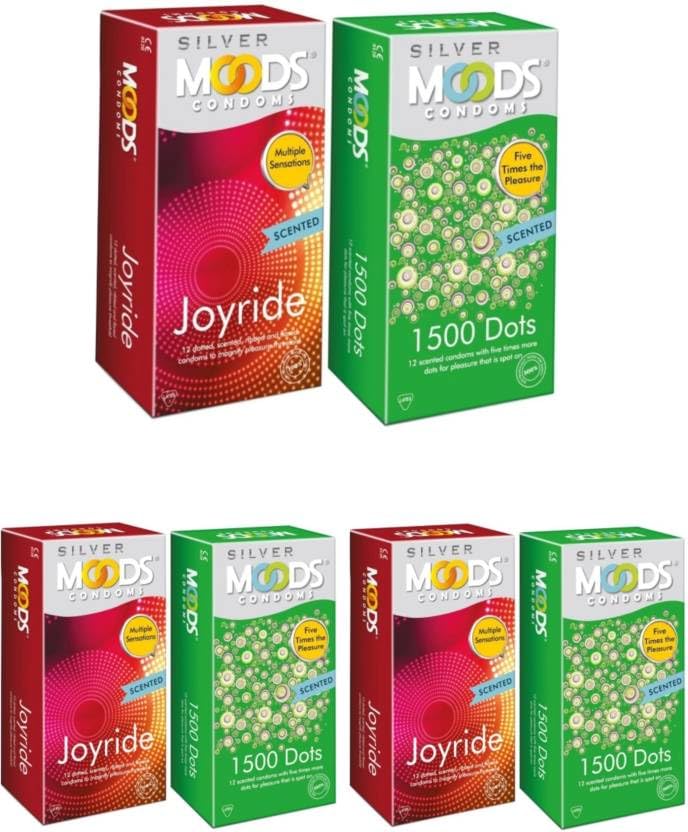 MOODS Silver LuvStock Joyride-Dotted,Ribbed & Flared And 1500 Dots Scented Condom (Set of 6, 72 Sheets)-picture-23