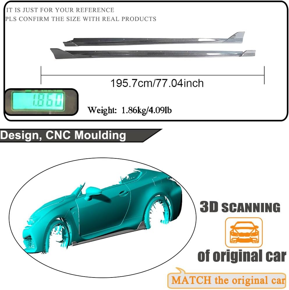 MCARCAR KIT Real Carbon Fiber Side Skirts for Lexus RC F Coupe 2Door 2015-2018 Under Door Rocker Panels Valance Extension Lip Factory Outlet