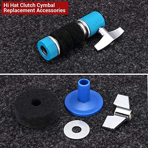 Facmogu 13Pcs Cymbal Replacement Accessories, Standard Hi-Hat Clutch, Drum Cymbal Felt Pads Include Wing Nuts & Washers & Plastic Cymbal Sleeves, Replacement For Drum Set - Blue #TOP5