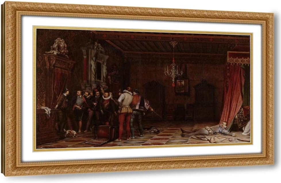 ArtDirect L’assassinat du duc de Guise au château de Blois en 1588 (1834) Custom Framed Art Print Giclee Print or Canvas Options with Various Sizes and Customization by Paul Delaroche
