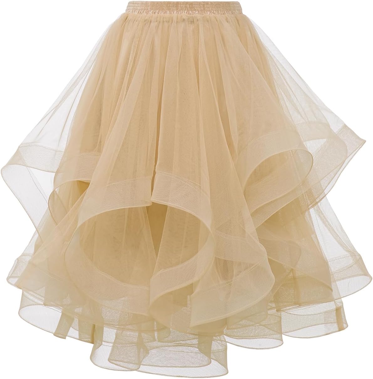 DRESSTELLS Tulle Skirts for Women, A Line Elastic Waist Tiered Layered Puffy Midi Long Halloween Party Tutu Skirt