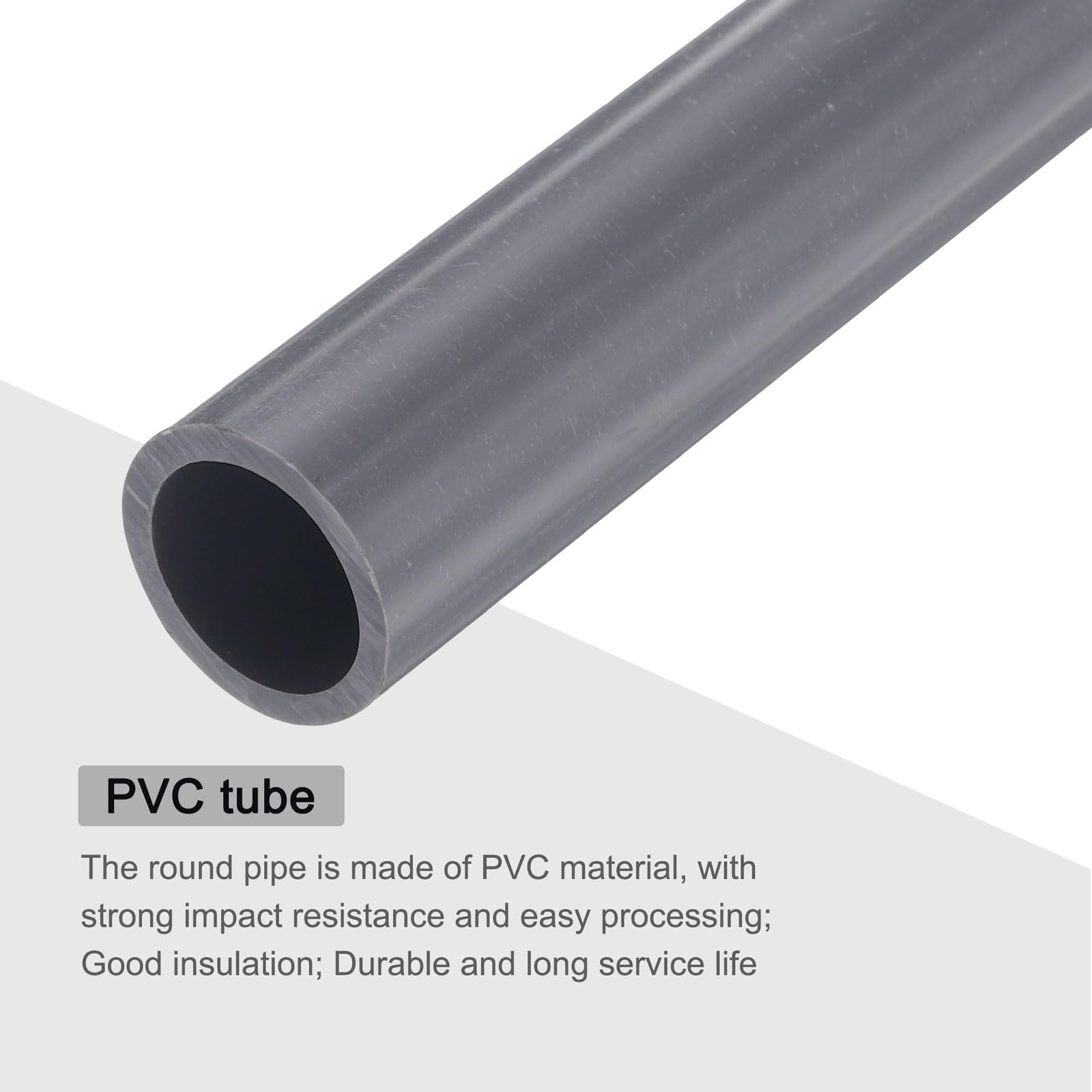 QUARKZMAN Rurka z PCW Rigid Tube okrągła rurka 15,4 mm ID 20 mm OD 9" długość Light Grey High Impact for Water Pipe, Crafts, Cable Sleeve