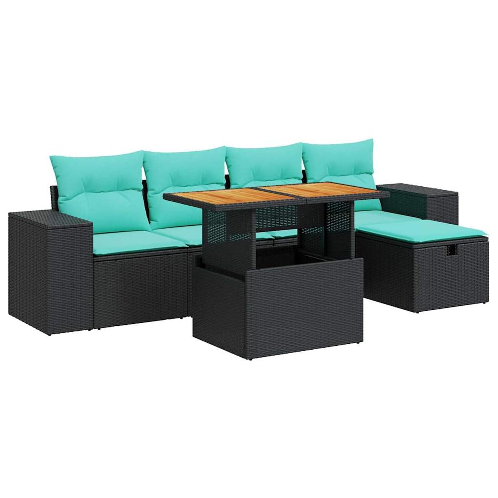 Tidyard Set Divano Giardino 6 pz con Cuscini, Materiale polyrattan Resistente, Spazio di conservazione con Custodia Impermeabile, Cuscini sfoderabili e Lavabili, per Arredamento da Esterno
