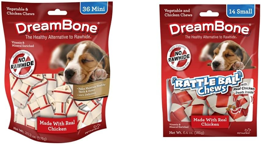 DreamBone Vegetable & Chicken Dog Chews RattleBall Small Chews for Dogs