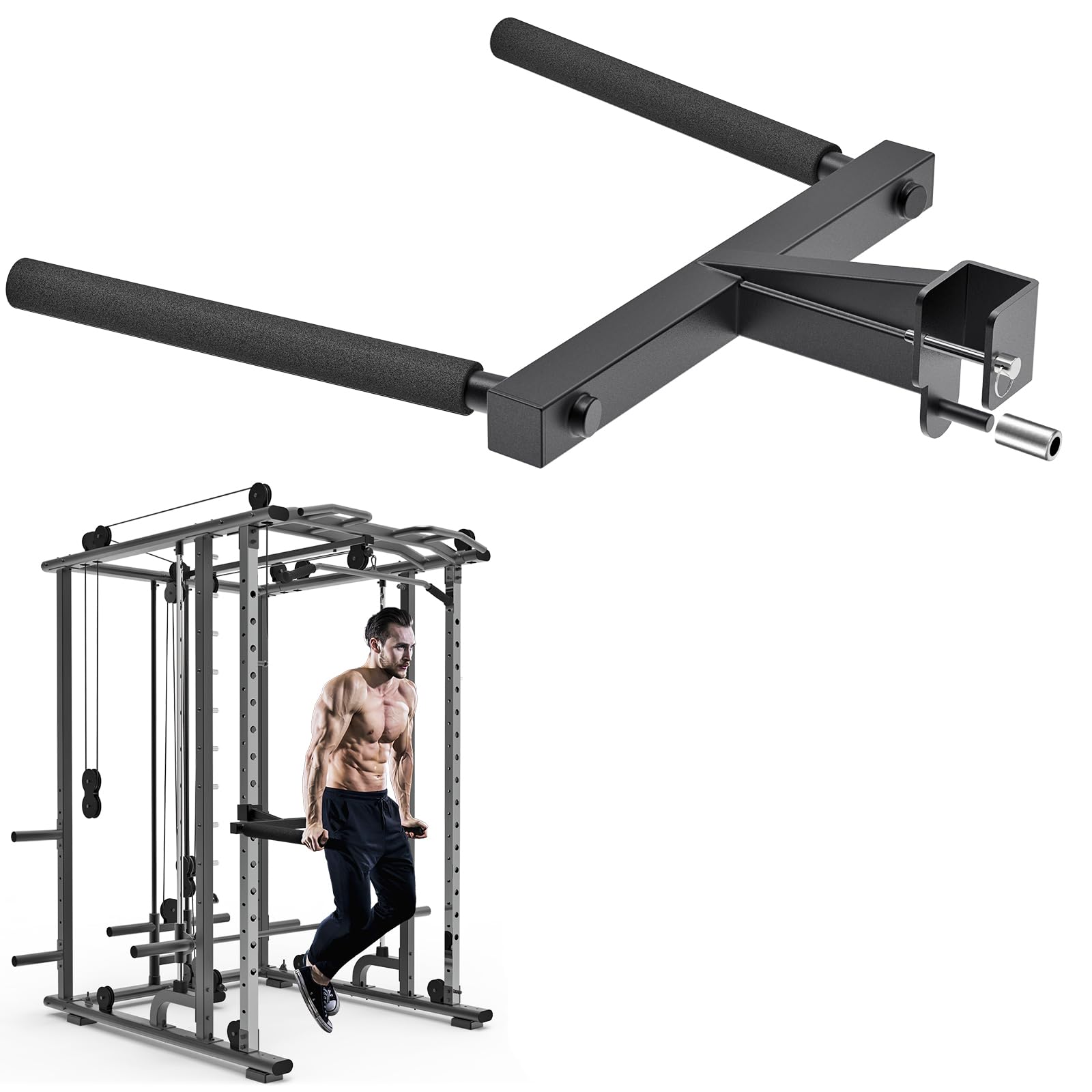 Kipika Y-Shaped Dip Bar for 2"x2"and 3"x3" Power Cage - Dip Bar Attachments for Home Gym - Heavy Duty Power Rack Attachments - Squat Rack Accessories for Strength Training