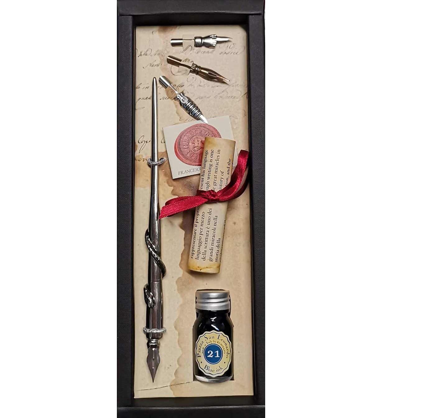 ZAMA BOAT WRITING SET 4 PENS 1 BOTTLE INKS 21010 RUBINATO