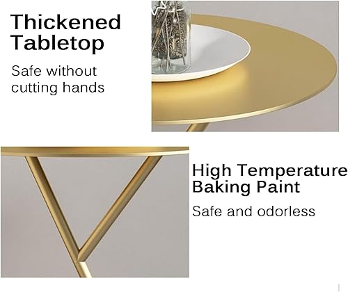 Miniatura 4 de Mesa auxiliar redonda, mesa auxiliar de metal, mesa auxiliar pequeña, mesas multiusos para balcón, dormitorio y sala de estar, fácil de montar