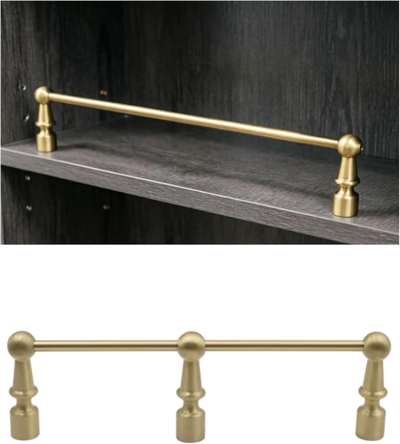 Modern Brass Shelf Rail - 32in Decorative Metal Guard for Bathroom & Kitchen Cabinets, Tipping Safety Rails for Shelves, Stylish Home Organization Accessory