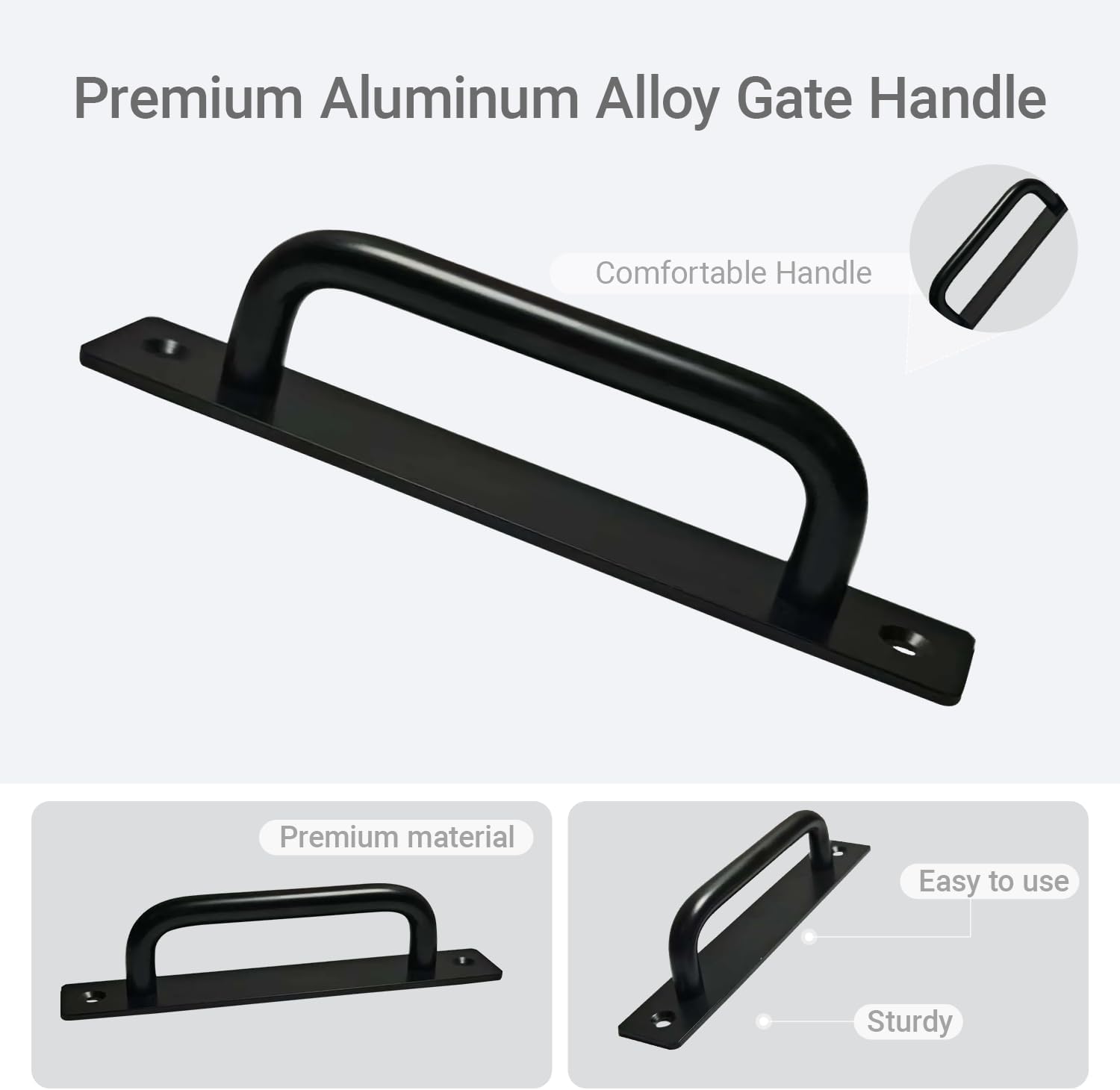 2PCS 5.8 Inches Barn Door Handle, Premium Aluminum Alloy Gate Handle, Sturdy Black Sliding Door Pull Handles for Kitchen, Cabinet, Bathroom, Closet, and Easy Install