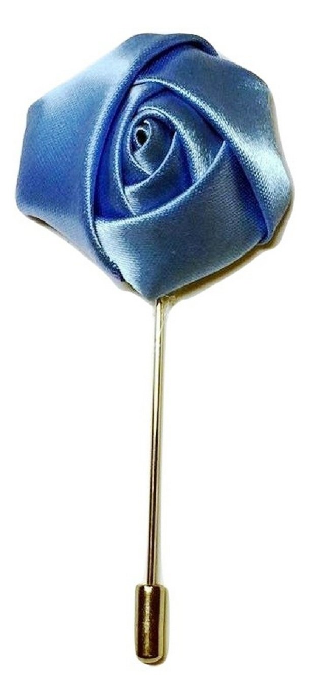 L&L® Rose Flower Corsage Boutonniere Stick Silky Lapel Buttonhole Grooms Wedding UK (Blue)
