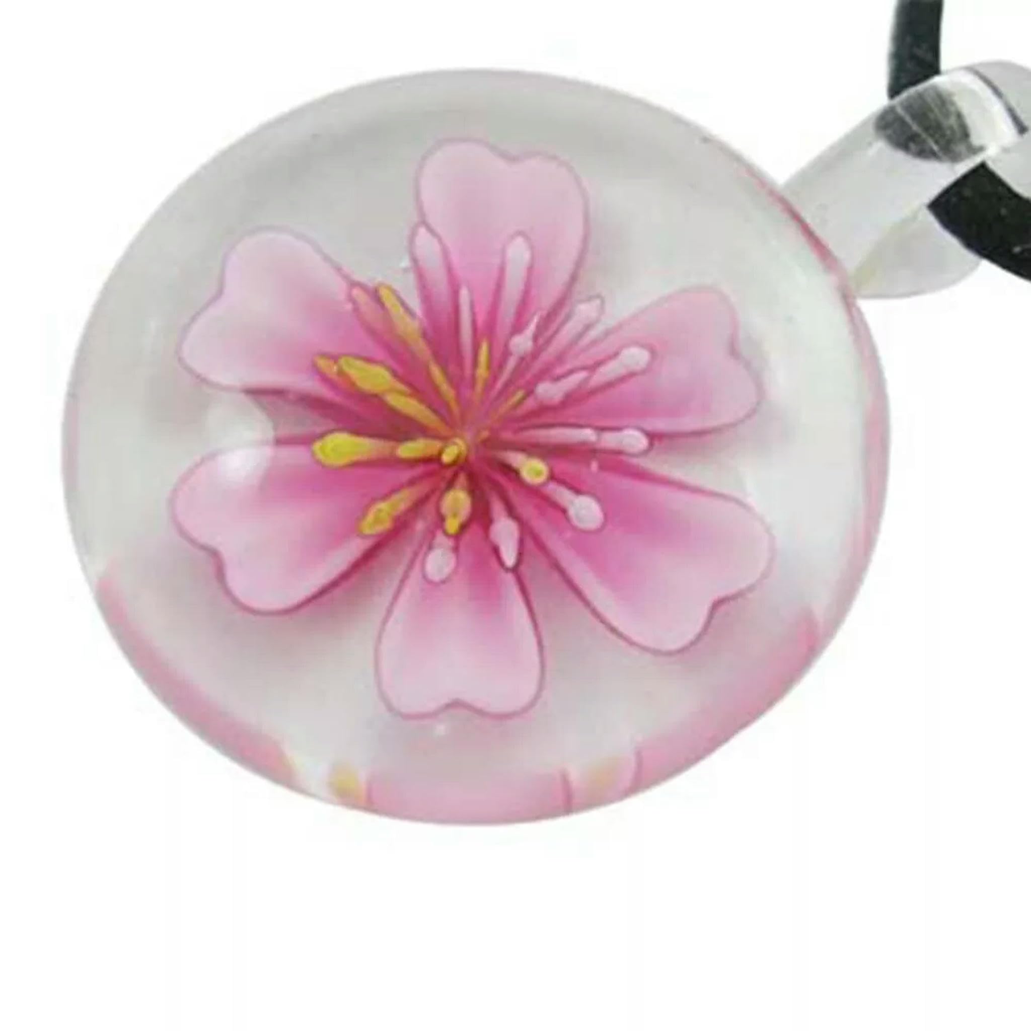 50 Pezzi di Fiori intarsiati Fatti a Mano all'Interno di Pendenti in Vetro soffiato per la creazione di Gioielli 28x39mm