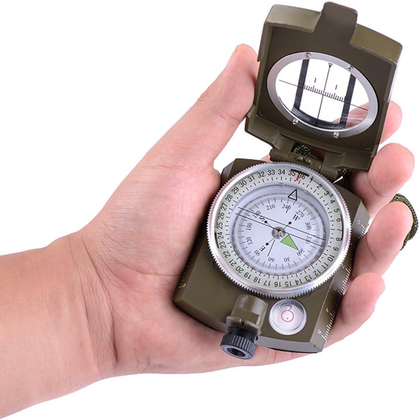 Multifunctional Military Style Metallic Compass in Camouflage Color with Pouch for Outdoor Adventures and Emergency