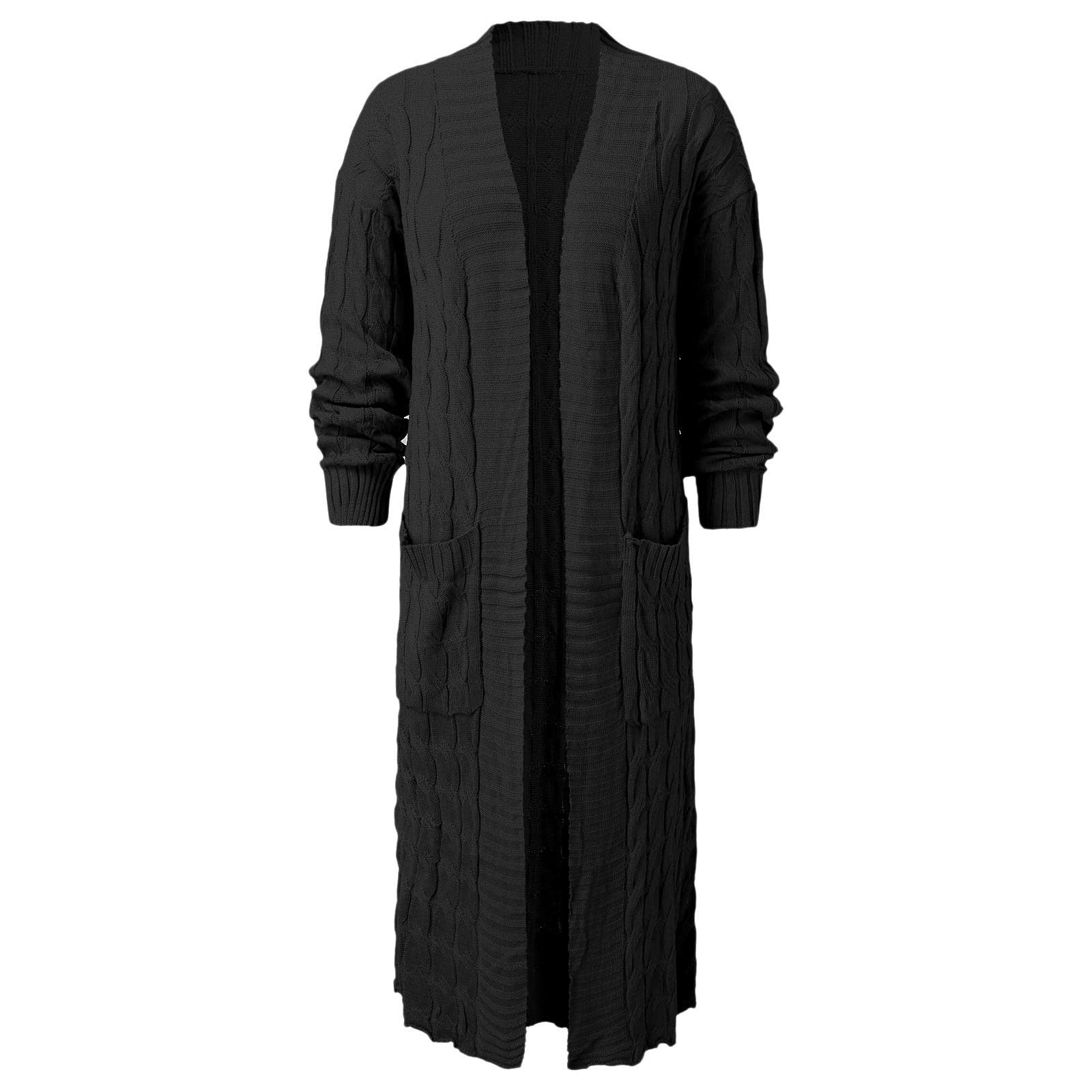 Abrigo mecedora con botones de punto abierto en la parte delantera, a la moda, holgado, elegante, cálido, manga larga