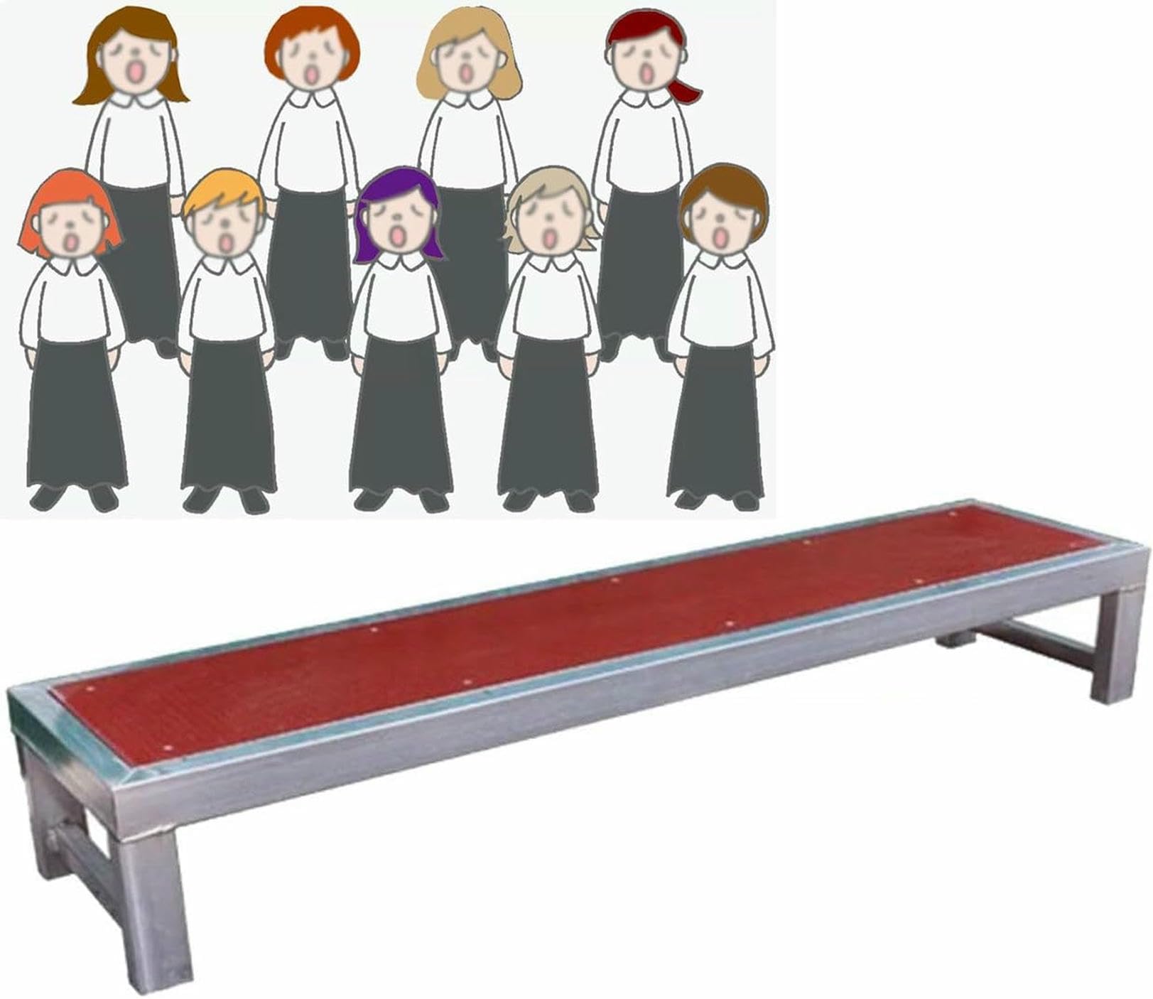 Escalones rojos antideslizantes con plataforma de pie para teatros