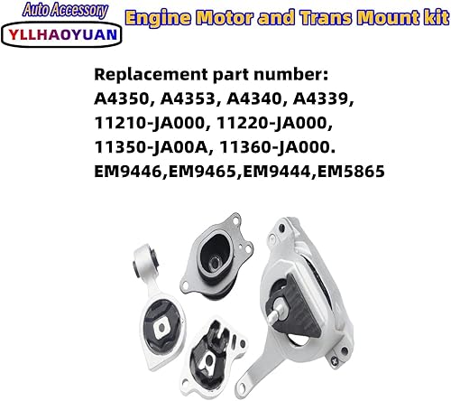 Miniatura 3 de Juego de 4 soportes de motor compatibles con Nissan Altima 2.5L A4350 A4353 A4340 A4339 2007 2008 2009 2010 2011 2011 2012 2013 2014 2015 2016 2017