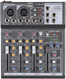Audio2000'S AMX7303 Professional Four-Channel Audio Mixer with USB and DSP Processor