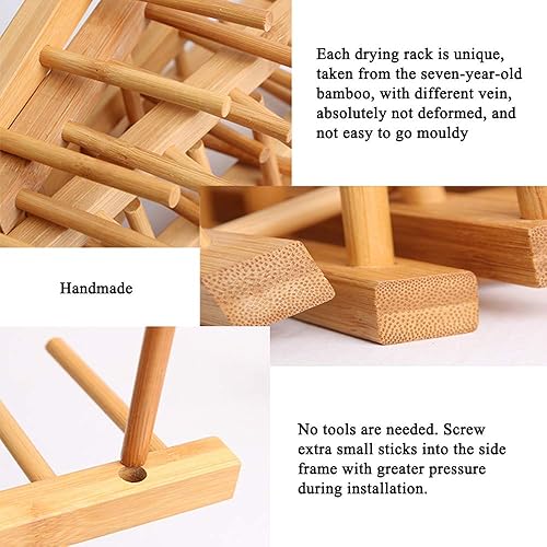 Miniatura 4 de LZYMSZ Juego de 2 estantes de madera de bambú, soporte para tapas de ollas, organizador de gabinete de cocina para cuencos, tazas, tabla de cortar y