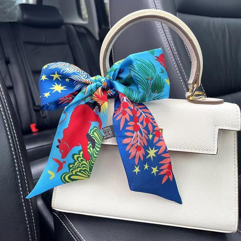 100% Mulberry Silk Scarf for Handbags,Bags, and Purses,1Pcs 2"x35" Hair Ribbon Skinny Neck Scarves for Women - Image 4