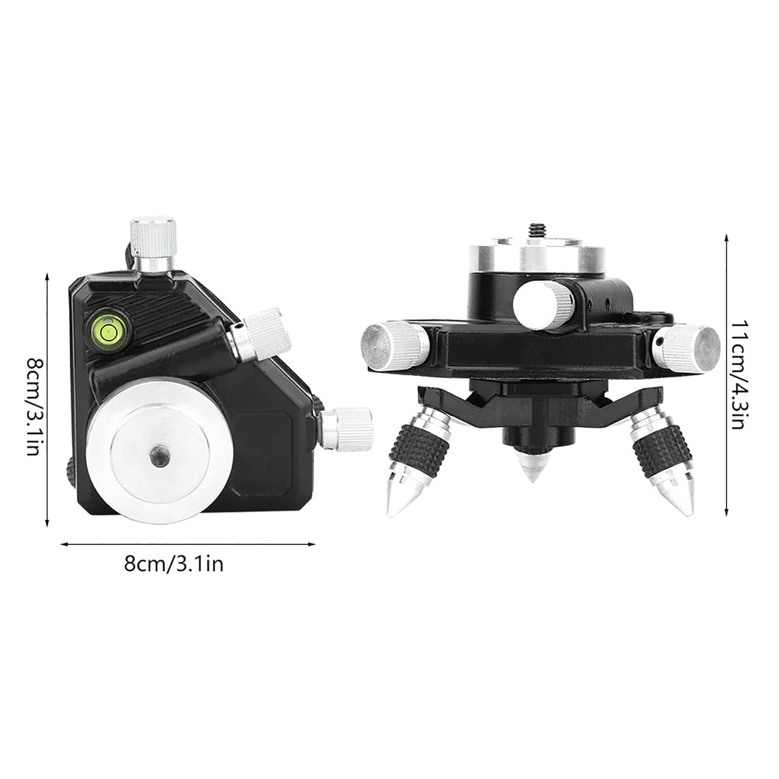 Trépied de Niveau, Support de Trépied Standard à 360 Degrés en Alliage D'aluminium, Base de Nivellement à 360° Rotative avec Filetage 1/4 pour Niveau