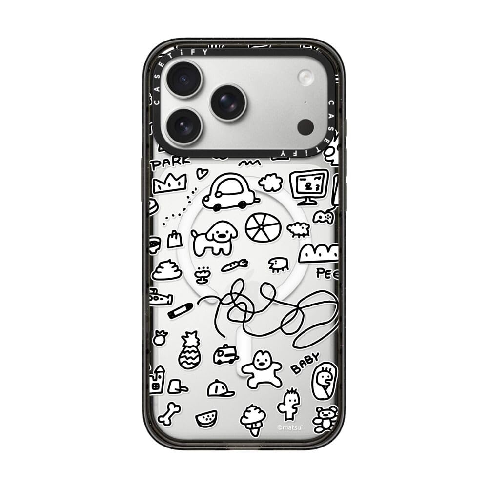 CASETiFY インパクト iPhone 17 Pro Max ケース [MagSafe対応/薄型 軽量/耐衝撃] - Dog World - クリア ブラック