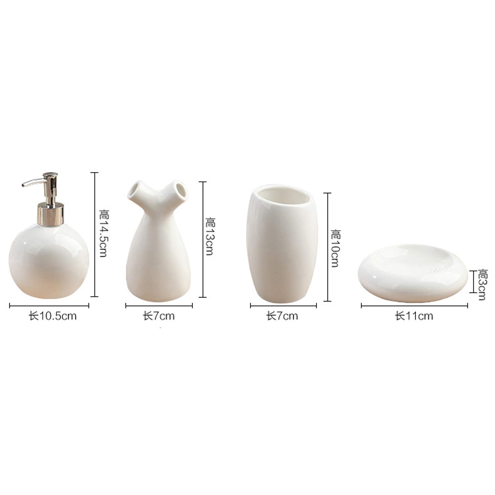 Cutfouwe Conjunto De Accesorios De Baño Adecuado Dispensador De Jabón, Jabonera, Soporte De Cepillo De Dientes, Conjunto Completo De Decoración De Baño Moderno, Conjuntos De Accesorios De Baño,Blanco