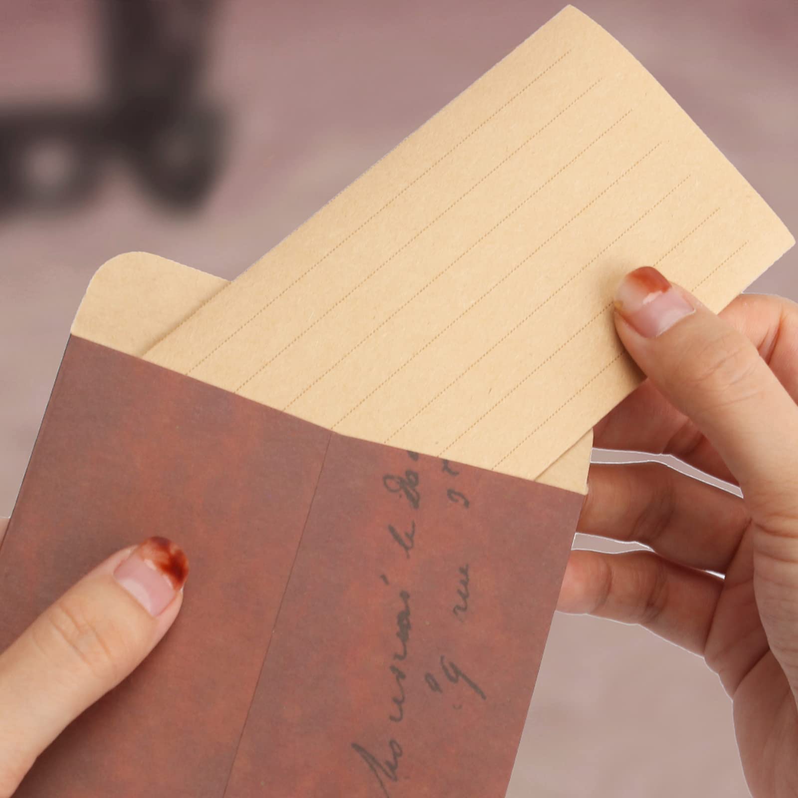 Vintage Carta da Lettere Set 50 Pezzi con Buste e Adesivi Sigillanti