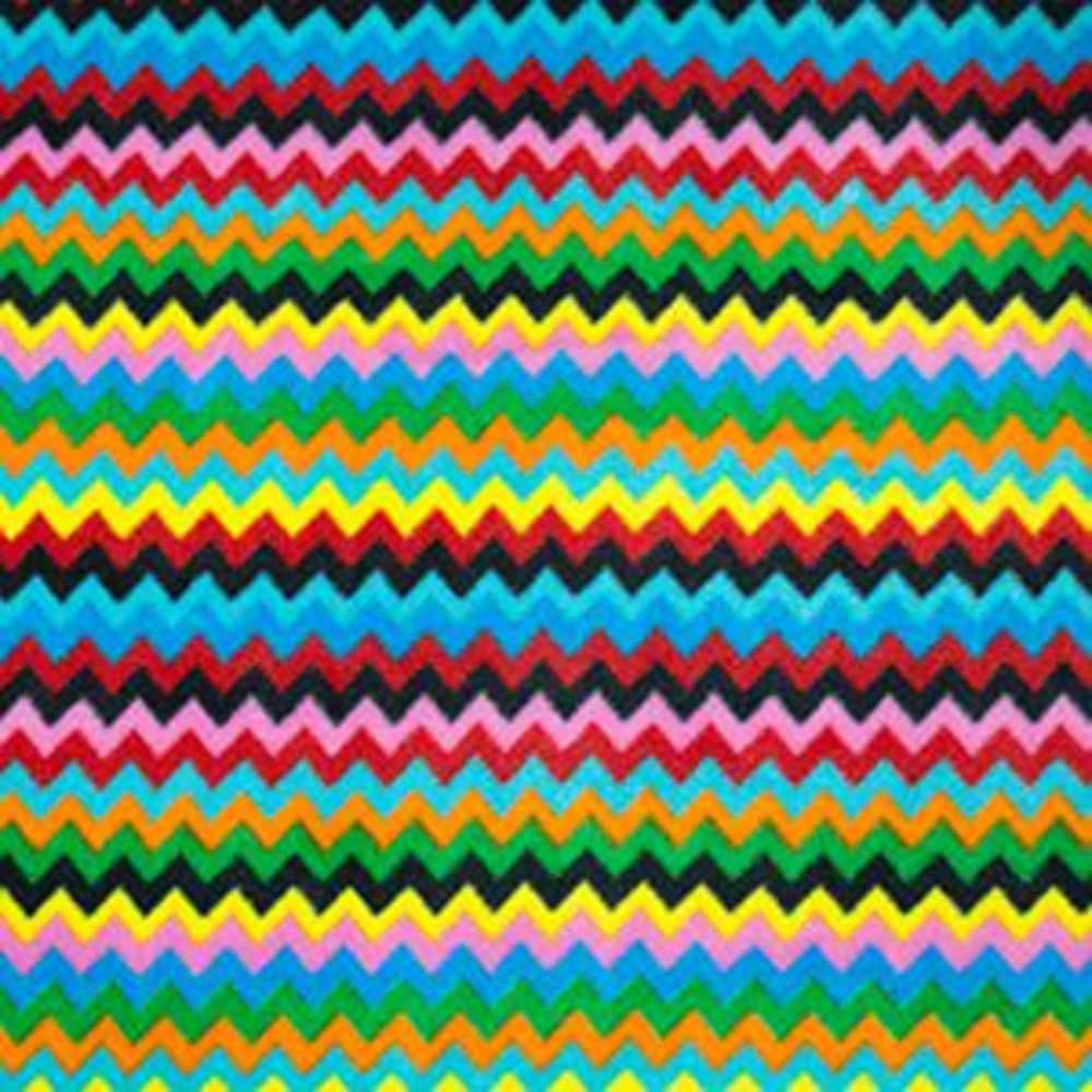 Polar Fleece Anti Pil Fabric Rainbow Crazy Zig Zag Chevron Stripes 150cm Wide (Price Per Metre) (Col. 2)