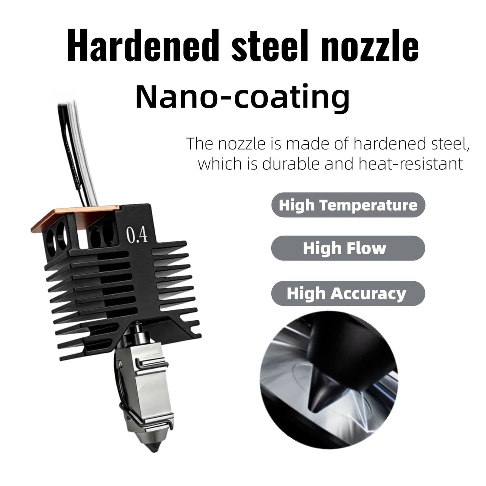 Zestaw 4 szt. Hotendu 0,4 Mm do Snapmaker U1 Wysokoprzepływowa, Całkowicie Metalowa Dysza z grzałką 48 W do Szybkiego Drukowania 3D