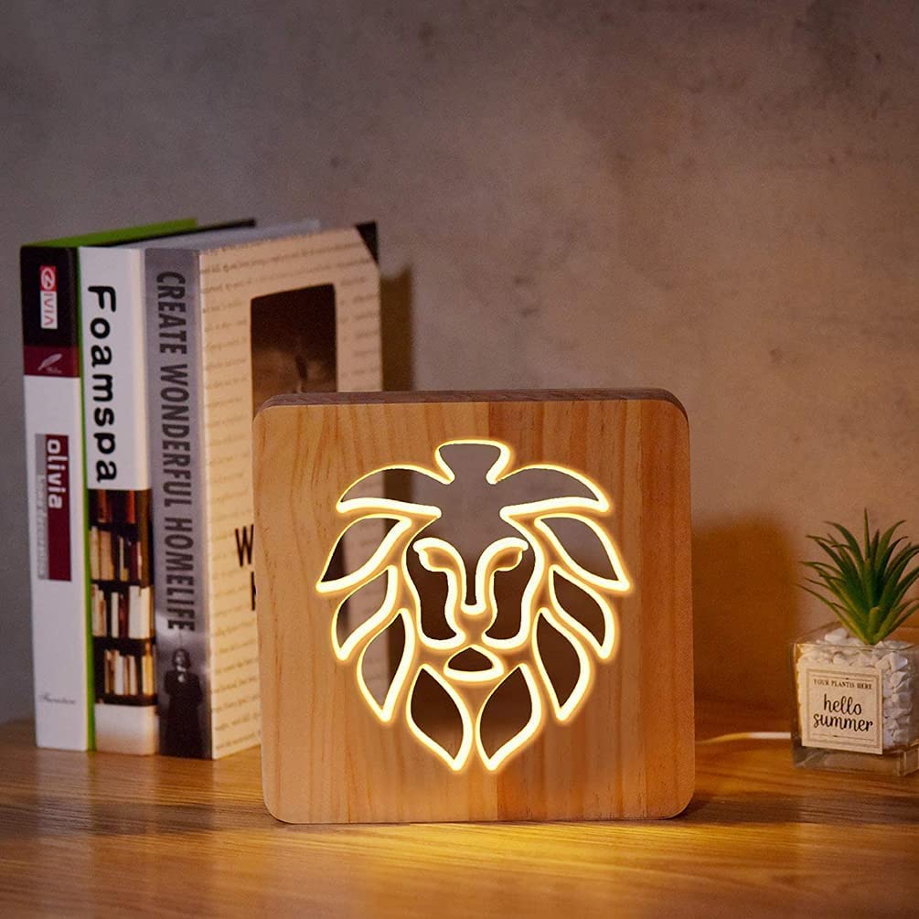 Lampe de bureau créative en bois 3D, lampe de décoration pour enfants, décoration de chambre à coucher avec