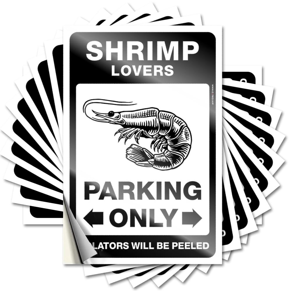 Spring Outdoor Decor Lover Sticker - Shrimp Lovers Parking Only Removable Decal Bumper Easy Peel for Teacher(12X18CM)